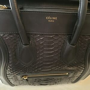 Celine | Bags | Celine Black Leather Python With Structured Design ...